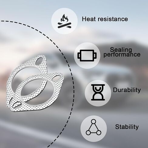 Mandark 2PCS Car Exhaust Gasket, 3.0 Inch Vehicle Exhaust Flange Gasket with 2-Bolts, Automotive High Temp Exhausting Manifold Gasket Accessories, Universal for SUV, Sedan, Truck in Saudi Arabia