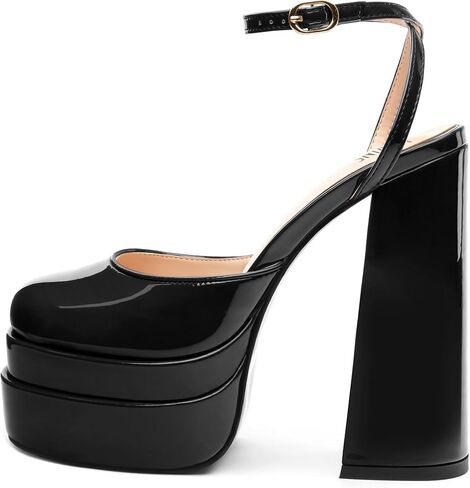 MOVINSTEPS كعب عالي مكتنز للنساء Slingback مستدير مغلق عند الأصابع وحزام الكاحل صنادل موضة أحذية الحفلات in Saudi Arabia