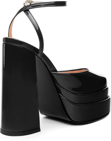 MOVINSTEPS كعب عالي مكتنز للنساء Slingback مستدير مغلق عند الأصابع وحزام الكاحل صنادل موضة أحذية الحفلات in Saudi Arabia