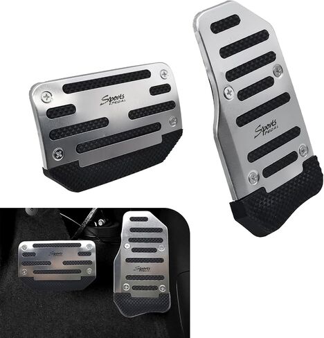 2 PCS Car Brake + Throttle Foot Pedals Kit, No Drilling Required Alloy Sports Decoration, Upgraded Anti-Slip Rubber Strip Foot Pedal Cover, Universal for Automatic Transmission Cars (Red) in Kuwait