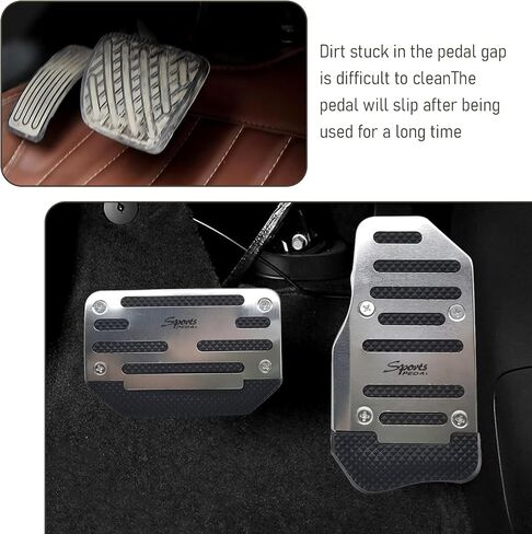 2 PCS Car Brake + Throttle Foot Pedals Kit, No Drilling Required Alloy Sports Decoration, Upgraded Anti-Slip Rubber Strip Foot Pedal Cover, Universal for Automatic Transmission Cars (Red) in Kuwait