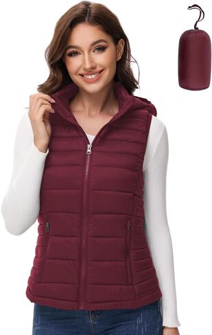 MIDNIGHTSUN Women’s Packable Puffer Vest Lightweight Hooded Full Zip Warm Winter Puffy Vest in Saudi Arabia