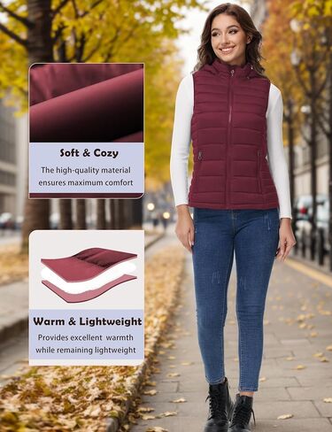 MIDNIGHTSUN Women’s Packable Puffer Vest Lightweight Hooded Full Zip Warm Winter Puffy Vest in Saudi Arabia