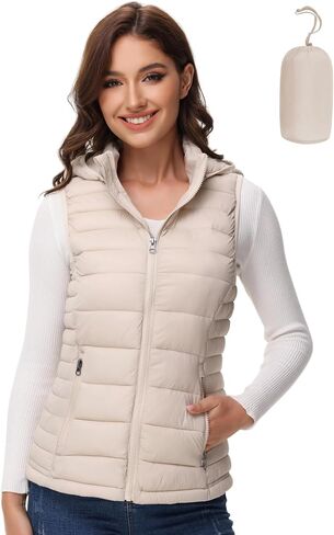 MIDNIGHTSUN Women’s Packable Puffer Vest Lightweight Hooded Full Zip Warm Winter Puffy Vest in Saudi Arabia