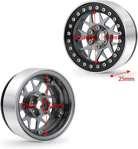 RCLIONS 4 قطع من سبائك الألومنيوم مقاس 2.2 بوصة إطارات عجلات Beadlock للسيارة المحورية Wraith SCX10 TRX4 1/10th RC Rock Crawler Car (أحمر) in Saudi Arabia