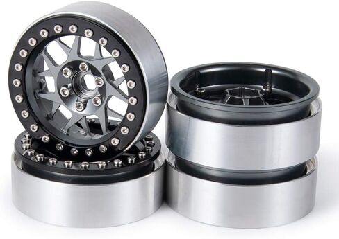 RCLIONS 4 قطع من سبائك الألومنيوم مقاس 2.2 بوصة إطارات عجلات Beadlock للسيارة المحورية Wraith SCX10 TRX4 1/10th RC Rock Crawler Car (أحمر) in Saudi Arabia