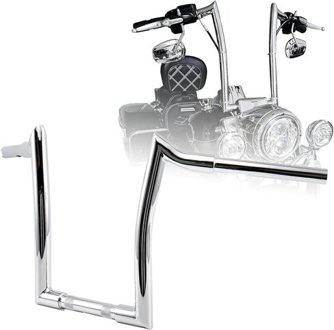 مقود 1-1/4 بوصة سمين 10 بوصة من الكروم Rise Aggressive Ape متوافق مع 1996-2013 Harley Road Glide 1995-up Road King Sportster XL Dyna Softail in Kuwait
