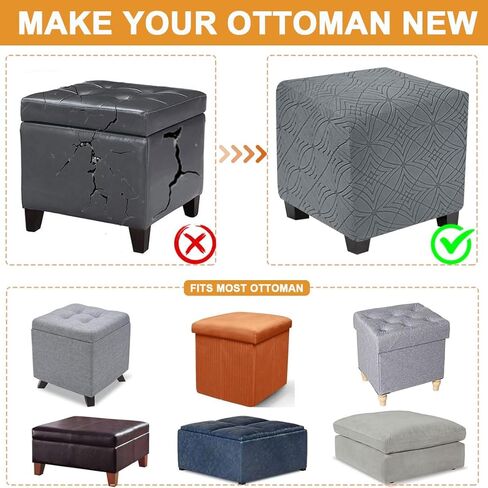 Ottoman Cover Square Stretch Soft Folding Storage Ottoman Cover Slipcovers Square Footrest Stool Slipcovers with Elastic Bottom S Pink in Saudi Arabia