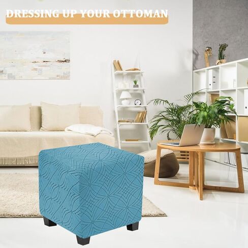 Ottoman Cover Square Stretch Soft Folding Storage Ottoman Cover Slipcovers Square Footrest Stool Slipcovers with Elastic Bottom S Pink in Saudi Arabia