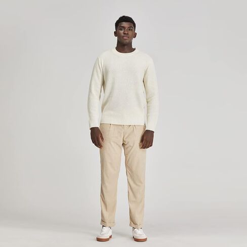 بلوفر رجالي من Polyana Cashmere Essentials بياقة دائرية، سترة وافل محبوكة مضلعة وأكمام طويلة in Kuwait