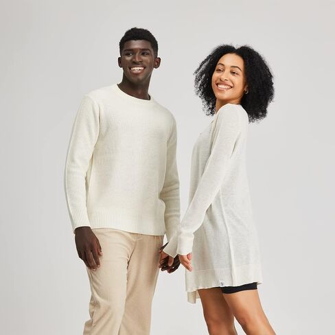 بلوفر رجالي من Polyana Cashmere Essentials بياقة دائرية، سترة وافل محبوكة مضلعة وأكمام طويلة in Kuwait