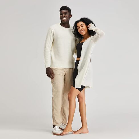 بلوفر رجالي من Polyana Cashmere Essentials بياقة دائرية، سترة وافل محبوكة مضلعة وأكمام طويلة in Kuwait