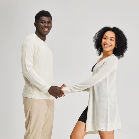 بلوفر رجالي من Polyana Cashmere Essentials بياقة دائرية، سترة وافل محبوكة مضلعة وأكمام طويلة in Kuwait