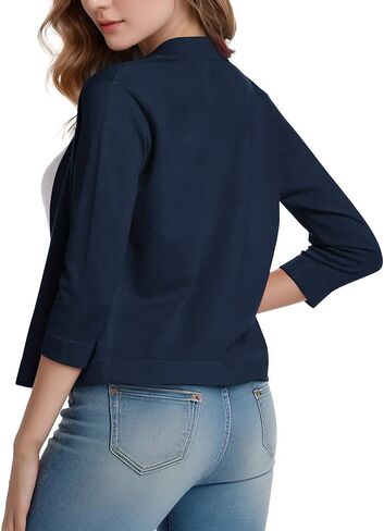 Women's Shrug Sweaters 3/4 Sleeve Cropped Cardigan Trendy Casual Open Front Jacket Coats in Kuwait