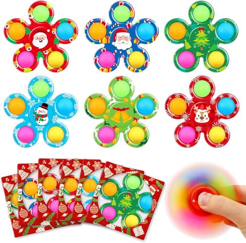 SCIONE 6 قطع عيد الميلاد تململ المغازل للأطفال 4-8 8-12، هدية مفاجأة عيد الميلاد للأطفال الصغار بنين بنات، ألعاب حسية تململ، ألعاب صندوق الجوائز للأطفال تبادل الهدايا في الفصول الدراسية in Kuwait