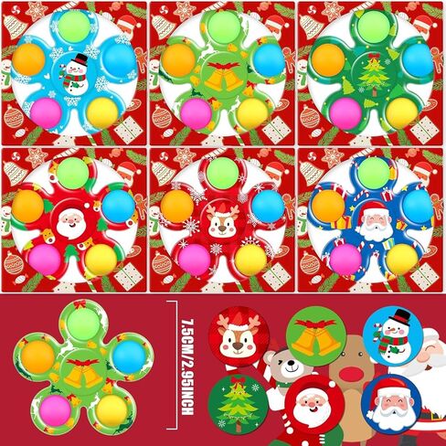 SCIONE 6 قطع عيد الميلاد تململ المغازل للأطفال 4-8 8-12، هدية مفاجأة عيد الميلاد للأطفال الصغار بنين بنات، ألعاب حسية تململ، ألعاب صندوق الجوائز للأطفال تبادل الهدايا في الفصول الدراسية in Kuwait