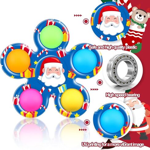 SCIONE 6 قطع عيد الميلاد تململ المغازل للأطفال 4-8 8-12، هدية مفاجأة عيد الميلاد للأطفال الصغار بنين بنات، ألعاب حسية تململ، ألعاب صندوق الجوائز للأطفال تبادل الهدايا في الفصول الدراسية in Kuwait