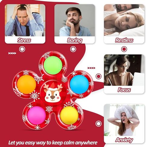 SCIONE 6 قطع عيد الميلاد تململ المغازل للأطفال 4-8 8-12، هدية مفاجأة عيد الميلاد للأطفال الصغار بنين بنات، ألعاب حسية تململ، ألعاب صندوق الجوائز للأطفال تبادل الهدايا في الفصول الدراسية in Kuwait