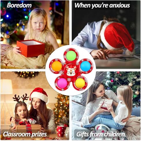 SCIONE 6 قطع عيد الميلاد تململ المغازل للأطفال 4-8 8-12، هدية مفاجأة عيد الميلاد للأطفال الصغار بنين بنات، ألعاب حسية تململ، ألعاب صندوق الجوائز للأطفال تبادل الهدايا في الفصول الدراسية in Kuwait