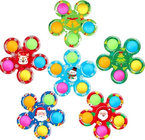 SCIONE 6 قطع عيد الميلاد تململ المغازل للأطفال 4-8 8-12، هدية مفاجأة عيد الميلاد للأطفال الصغار بنين بنات، ألعاب حسية تململ، ألعاب صندوق الجوائز للأطفال تبادل الهدايا في الفصول الدراسية in Kuwait