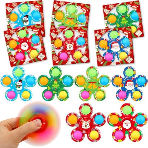 SCIONE 6 قطع عيد الميلاد تململ المغازل للأطفال 4-8 8-12، هدية مفاجأة عيد الميلاد للأطفال الصغار بنين بنات، ألعاب حسية تململ، ألعاب صندوق الجوائز للأطفال تبادل الهدايا في الفصول الدراسية in Kuwait