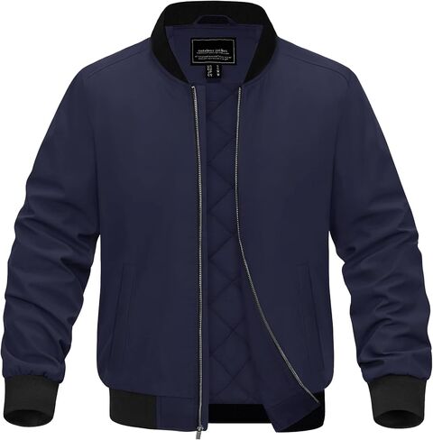 EKLENTSON Men's Bomber Jacket Thermal Quilted Lined Jacket Warm Winter Coats Full Zip Windbreaker Casual Jackets with Pockets in Saudi Arabia