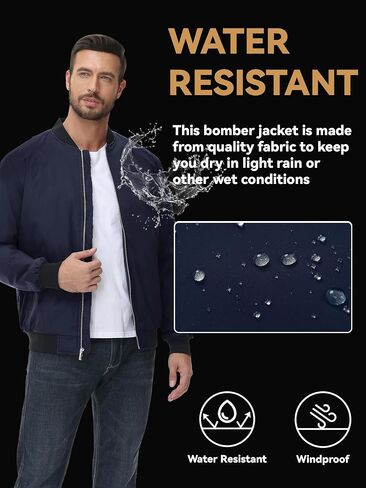 EKLENTSON Men's Bomber Jacket Thermal Quilted Lined Jacket Warm Winter Coats Full Zip Windbreaker Casual Jackets with Pockets in Saudi Arabia