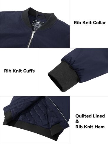 EKLENTSON Men's Bomber Jacket Thermal Quilted Lined Jacket Warm Winter Coats Full Zip Windbreaker Casual Jackets with Pockets in Saudi Arabia