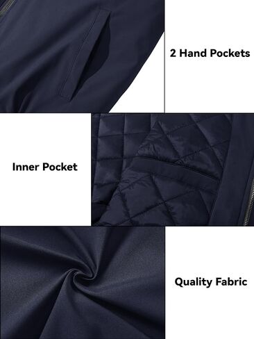EKLENTSON Men's Bomber Jacket Thermal Quilted Lined Jacket Warm Winter Coats Full Zip Windbreaker Casual Jackets with Pockets in Saudi Arabia