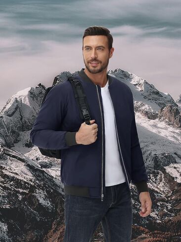 EKLENTSON Men's Bomber Jacket Thermal Quilted Lined Jacket Warm Winter Coats Full Zip Windbreaker Casual Jackets with Pockets in Saudi Arabia