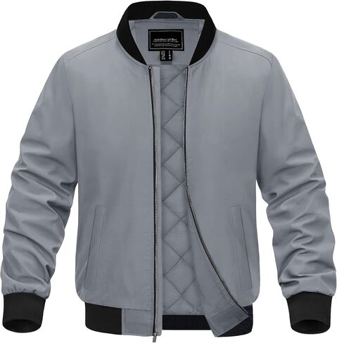 EKLENTSON Men's Bomber Jacket Thermal Quilted Lined Jacket Warm Winter Coats Full Zip Windbreaker Casual Jackets with Pockets in Saudi Arabia