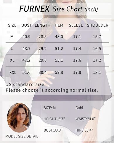 Furnex Blouses for Women Dressy Casual 3/4 Ruffle Sleeve V Neck Chiffon Double Layers Business Casual Tops for Women in Saudi Arabia