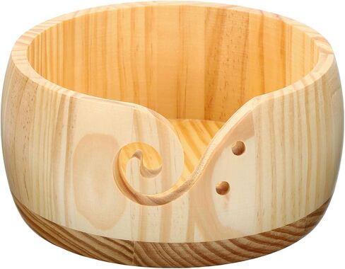 PATIKIL Wooden Yarn Bowls for Crocheting Bamboo Yarn Knitting Bowl Yarn Storage Bowls Yarn Holder Dispenser for Crocheting and Knitting, 6.7", Brown in Saudi Arabia