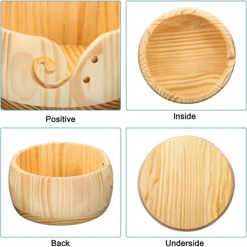 PATIKIL Wooden Yarn Bowls for Crocheting Bamboo Yarn Knitting Bowl Yarn Storage Bowls Yarn Holder Dispenser for Crocheting and Knitting, 6.7", Brown in Saudi Arabia