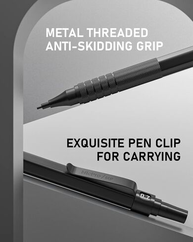 Nicpro 0.5 & 0.7 & 0.9 mm Metal Mechanical Pencil Set with Case, 6PCS MP1000 Artist Lead Pencil with 12 Tubes HB & 2B Lead Refills, 3 Erasers For Architect Art Writing Drafting Sketching Drawing in Saudi Arabia