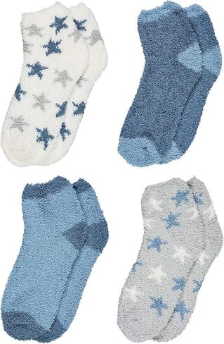 Trimfit Women Indoors, Hospital Socks, Fuzzy Slipper Socks (Pack of 4), Shoe Size: 9-11 in Saudi Arabia