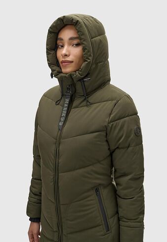 Marikoo Women's Long Quilted Jacket for Winter | Puffy Winter Coat in Knee-Length | Ladies’ Coats with Hoods | Benikoo XS-5XL in Saudi Arabia