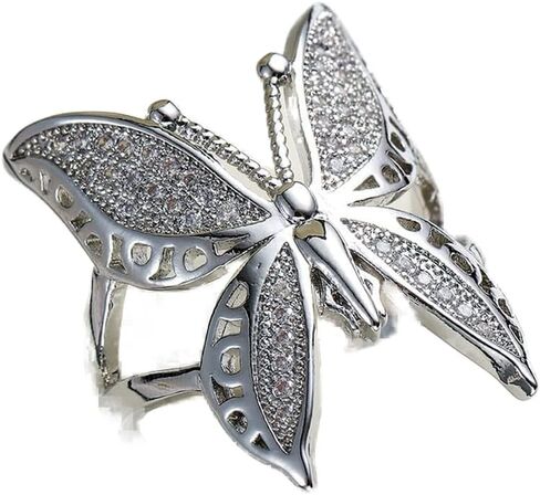 925 Sterling Silver Shiny Butterfly Engagement Diamond Ring Foldable True Love Eternal Wedding Ring Unique Eternal Commitment Ring Engagement Party Jewelry-Making-Patterns in Saudi Arabia