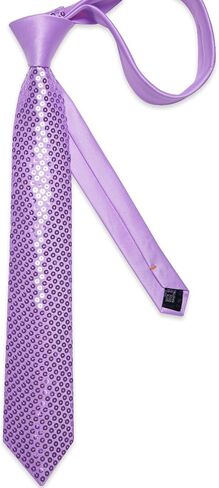 DiBanGu Mens Sequin Tie Set Solid Color Necktie and Pocket Square Tie Clip Set Shiny Slim Ties for Wedding Party in Saudi Arabia