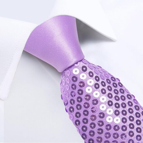 DiBanGu Mens Sequin Tie Set Solid Color Necktie and Pocket Square Tie Clip Set Shiny Slim Ties for Wedding Party in Saudi Arabia