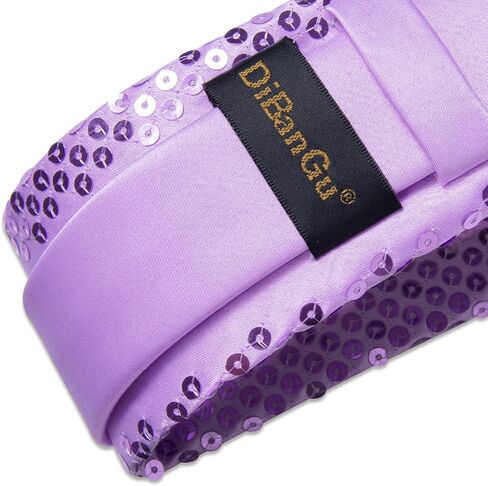 DiBanGu Mens Sequin Tie Set Solid Color Necktie and Pocket Square Tie Clip Set Shiny Slim Ties for Wedding Party in Saudi Arabia