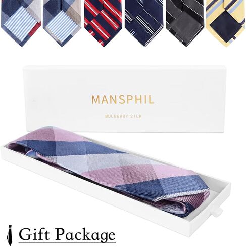 MANSPHIL 100% Silk Neckties for Men, 3.15" Wide, Plaid Striped Floral Classic Pattern Suit Ties for Wedding Business in Kuwait