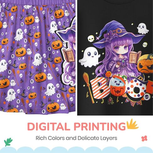 LQSZ Halloween Girls Skirt Sets Dress Cat Pumpkin Tops Long Sleeves Tutu Skirts with Bag Outfits for 2-12Y Toddler Party Wear in Saudi Arabia