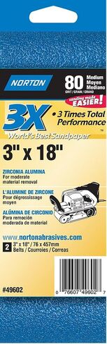 Norton 3X High Performance Portable Sanding Belt, Zirconia Alumina, 21" Length x 3" Width, Grit 36 Extra Coarse (Pack of 2) in Saudi Arabia