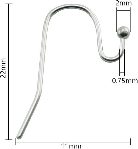 Tegg الفرنسية الأذن سلك 100 قطعة 22x11 مللي متر الفولاذ المقاوم للصدأ الكرة نهاية القرط هوك حلقة مفتوحة استرخى القرط النتائج in Kuwait