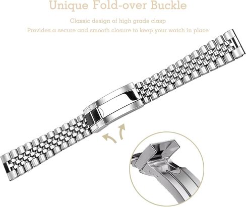 YISIWERA Screw-In Stainless Steel Watch Band 20mm 22mm Polished Brushed Metal Watch Strap Bracelet for Men Women Solid Adjustable Deployment Buckle Silver in Saudi Arabia