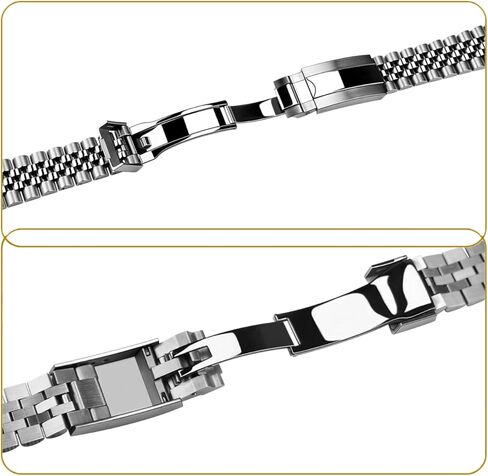 YISIWERA Screw-In Stainless Steel Watch Band 20mm 22mm Polished Brushed Metal Watch Strap Bracelet for Men Women Solid Adjustable Deployment Buckle Silver in Saudi Arabia