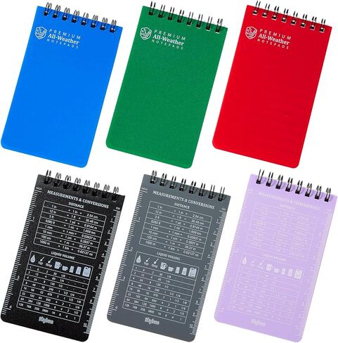 دفتر جيب مقاوم للماء 6 حزمة أسود صغير أعلى دوامة دفتر جميع الأحوال الجوية 3x5 دفاتر الملاحظات ث / صفحات مبطنة مذكرة صغيرة صغيرة منصات ملاحظة ستينو الكتابة في دفتر الملاحظات حقل المطر للخارجية in Kuwait