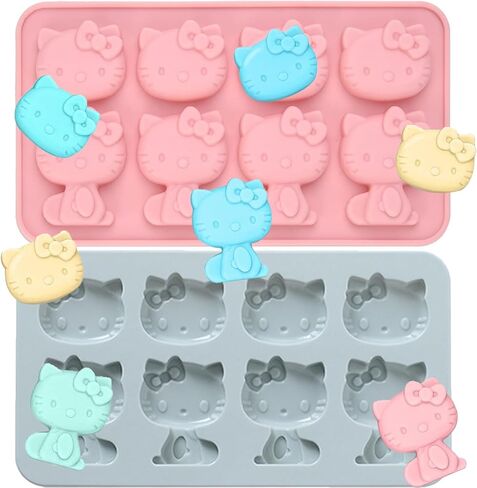 2 Pcs Kitten Silicone Mold,Chocolate Tray for Sugarcraft,Birthday Cake Decoration,Ice Cube,Jelly,Pudding,Gum Paste Icing,Candle,Plaster,Uv Resin,Polymer Clay,Home Decoration,Bath Bomb in Saudi Arabia