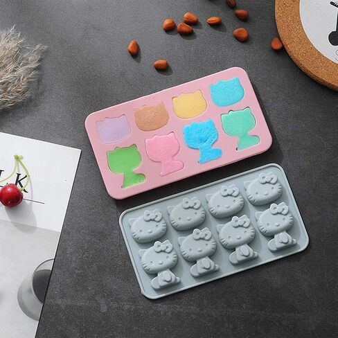 2 Pcs Kitten Silicone Mold,Chocolate Tray for Sugarcraft,Birthday Cake Decoration,Ice Cube,Jelly,Pudding,Gum Paste Icing,Candle,Plaster,Uv Resin,Polymer Clay,Home Decoration,Bath Bomb in Saudi Arabia